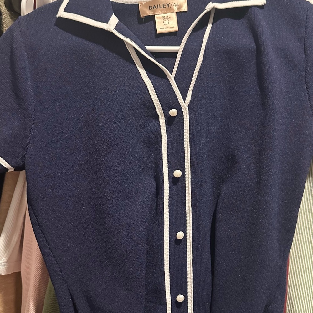 Bailey 44 Navy Dress with White Accents